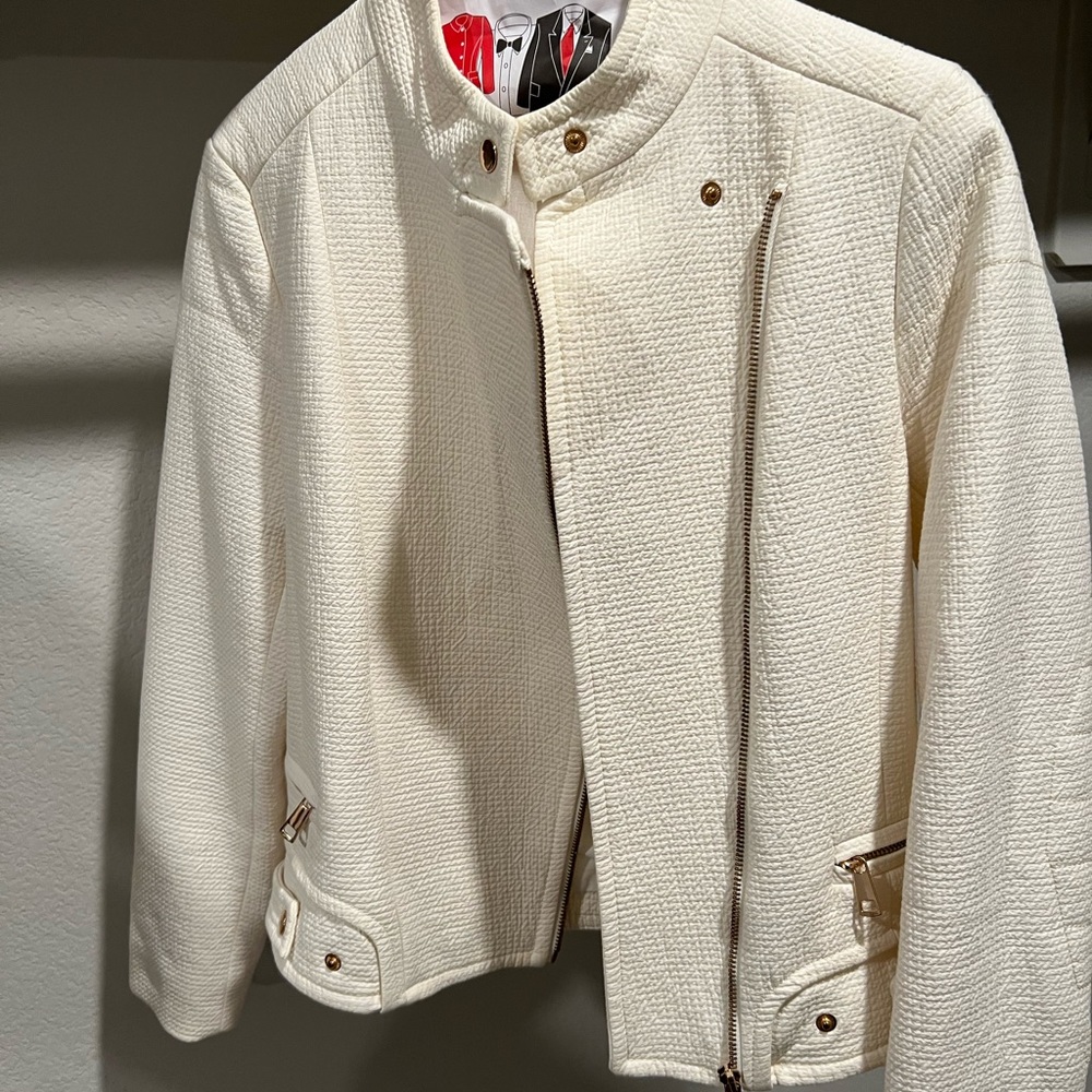 Zara white jacket with gold detailing